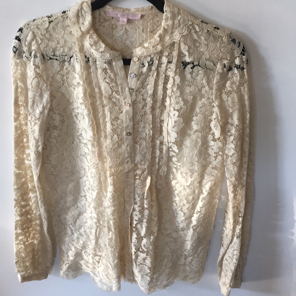 Lace button down blouse